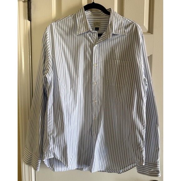 J.CREW Other - J. Crew Classic Fit 2 Ply Blue White Striped Dress Shirt Size Large